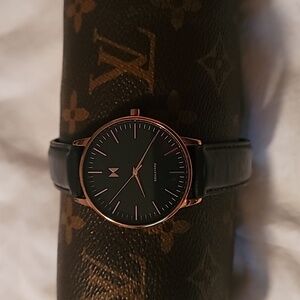 MVMT Womens Boulevard Santa Monica‎ Black Watch Rose Gold Case 38mm Leather